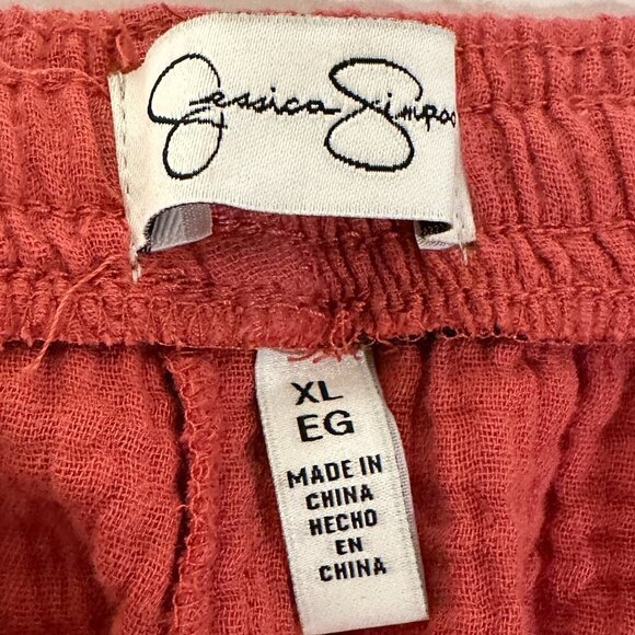 Jessica Simpson Women's Cotton Gauze Pant Size XL Rustic Red Wide Leg Boho NEW - Picture 3 of 12